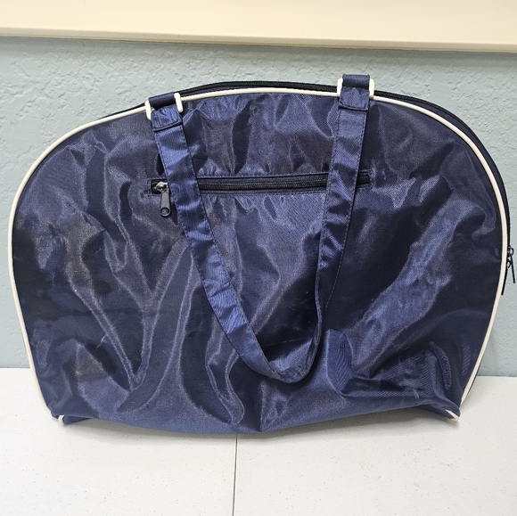 Cannes French Riviera Tote Beach Bag Large Blue & White Waterproof w/ Zippers - Picture 2 of 6